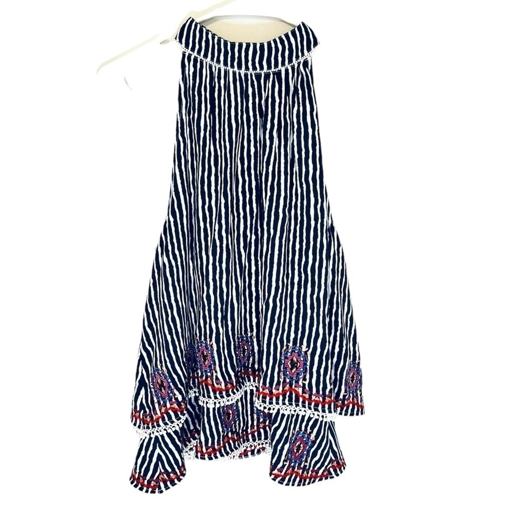 2/$30 Morgan Claire - Layered Sleeveless Striped Blouse w/ Embroidery Size Large
